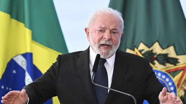 Brazilian President Luiz Inacio Lula da Silva delivers a speech during the launching ceremony of the National Public Security Program (PRONASCI) at the Planalto Palace in Brasilia on March 15, 2023 - Sputnik International