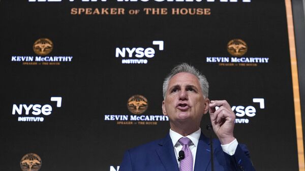 US House Speaker Kevin McCarthy delivers a speech on the econony at the New York Stock Exchange (NYSE) in New York on April 17, 2023. - Sputnik International