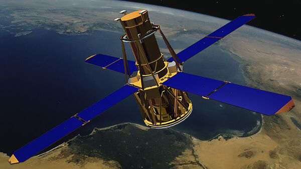 This illustration provided by NASA depicts the RHESSI (Reuven Ramaty High Energy Solar Spectroscopic Imager) solar observation satellite. The defunct science satellite will plummet through the atmosphere Wednesday night, April 19, 2023, according to NASA and the Defense Department. Experts tracking the spacecraft say chances are low it will pose any danger.  - Sputnik International