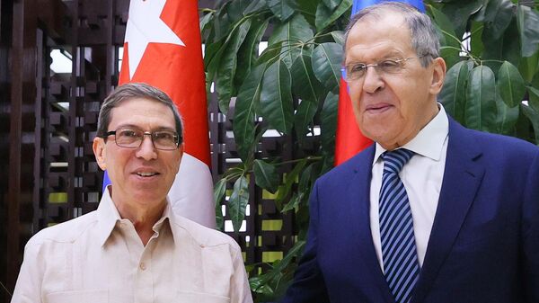 Russian Foreign Minister Sergei Lavrov and his Cuban counterpart, Foreign Minister Bruno Rodriguez. - Sputnik International