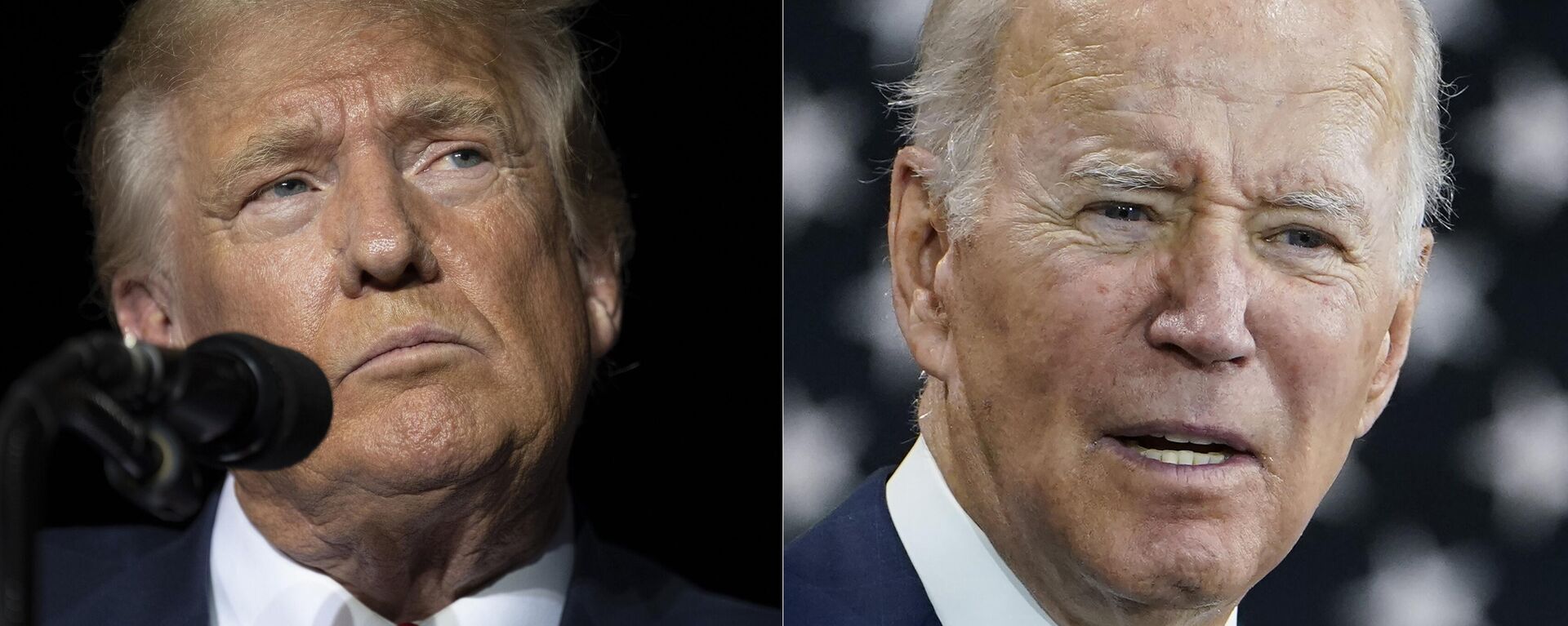 This combination of photos shows former President Donald Trump, left, and President Joe Biden, right. Biden and Trump are preparing for a possible rematch in 2024. But a new poll finds a notable lack of enthusiasm within the parties for either man as his party's leader, and a clear opening for new leadership. The poll from The Associated Press-NORC Center for Public Affairs Research finds a third of both Democrats and Republicans are unsure of who they want leading their party.  - Sputnik International, 1920, 06.12.2023