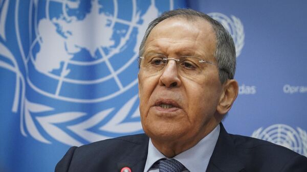 Russia's Foreign Minister Sergey Lavrov speaks during a news conference at the United Nations, Tuesday April 25, 2023. - Sputnik International