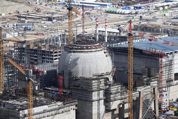 The plant will be equipped with advanced Russian VVER-1200 reactors.Above: Unit 1 of the Akkuyu nuclear power plant under construction in Gulnar, Turkiye - Sputnik International