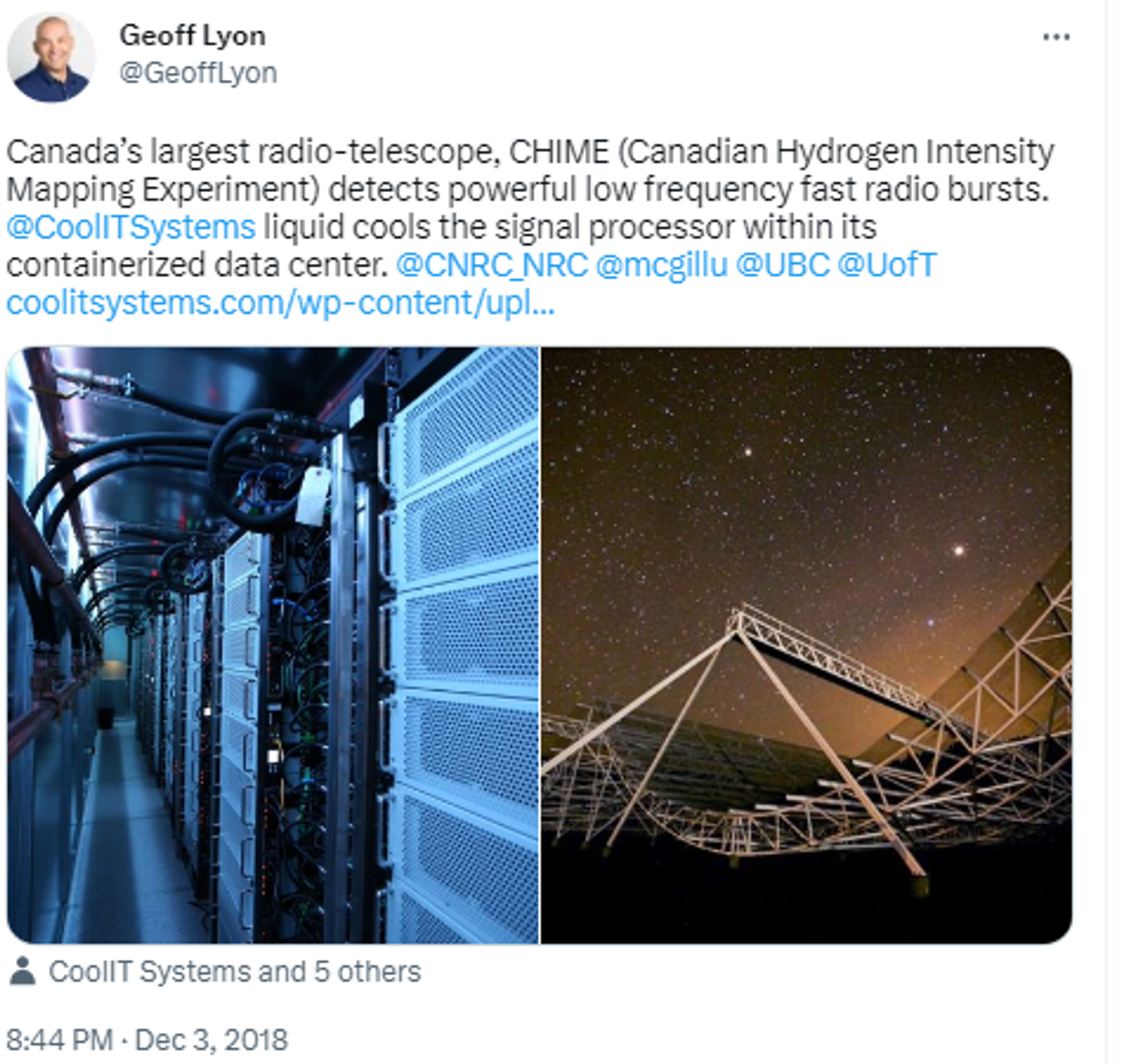 Twitter Screenshot showing the large stationary telescope in British Columbia, the Canadian Hydrogen Intensity Mapping Experiment, known as CHIME. - Sputnik International, 1920, 28.04.2023