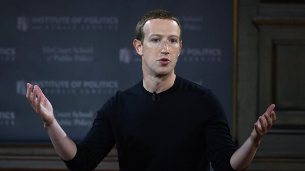 Facebook founder Mark Zuckerberg speaks at Georgetown University in a 'Conversation on Free Expression in Washington, DC on October 17, 2019 - Sputnik International