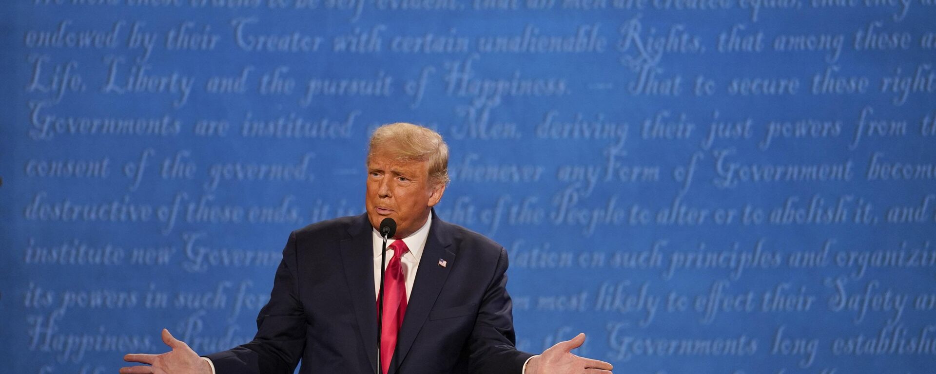 Republican candidate President Donald Trump participates during the second and final presidential debate with Democratic presidential candidate former Vice President Joe Biden Thursday, Oct. 22, 2020, at Belmont University in Nashville, Tenn. - Sputnik International, 1920, 18.08.2023