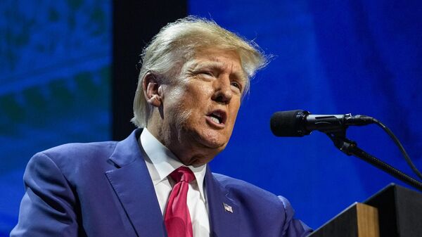 Former President Donald Trump speaks at the National Rifle Association Convention in Indianapolis, on April 14, 2023 - Sputnik International