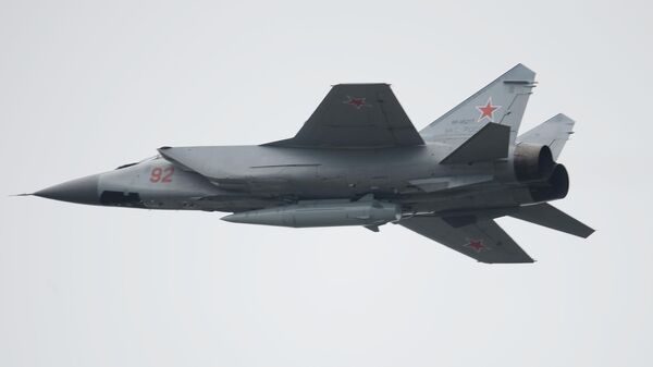 The Russian fighter jet MiG-31K fitted with Kinzhal missile. File photo - Sputnik International