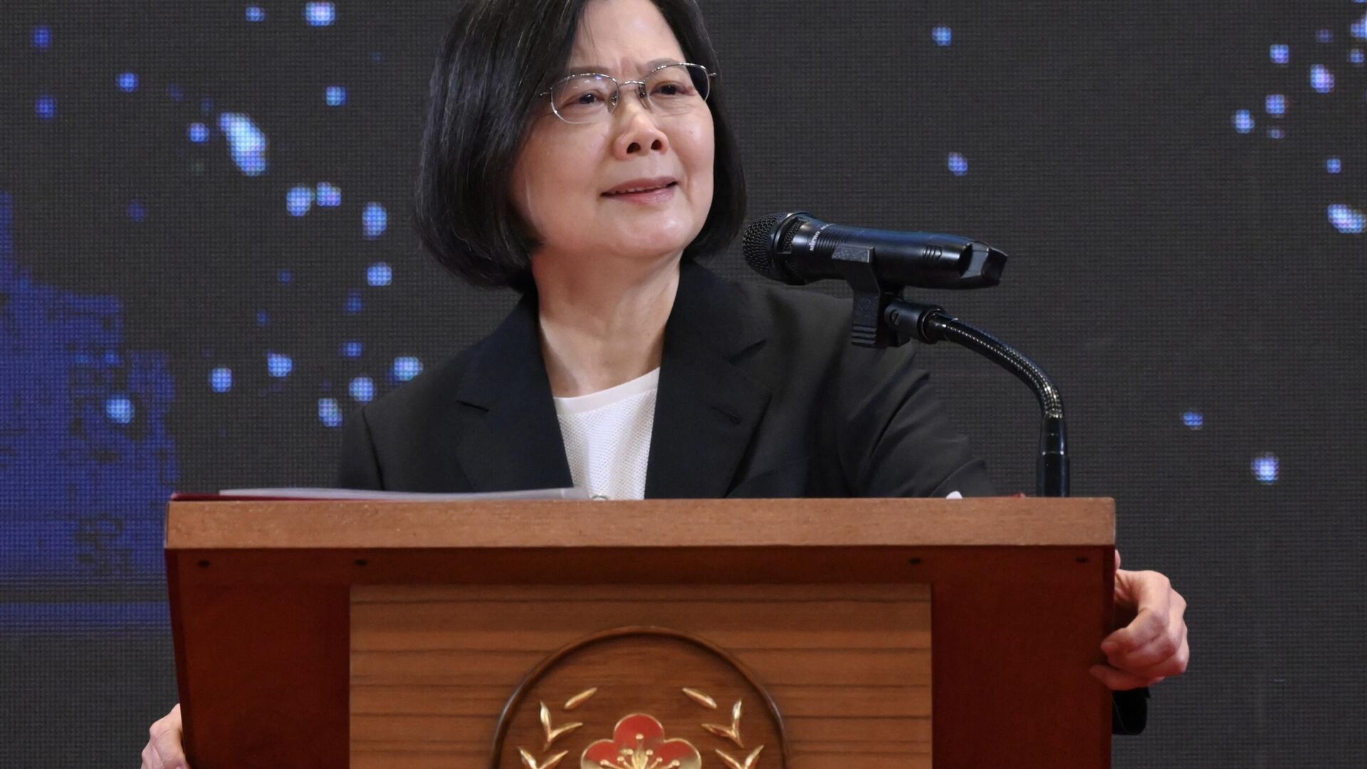 Taiwan's President Tsai Ing-wen speaks during a press conference on the seventh anniversary of her tenure, at the Presidential Office in Taipei on May 20, 2023. - Sputnik International, 1920, 20.05.2023