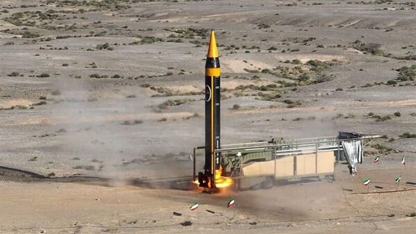 The Khoramshahr-4 or Kheibar missile, a medium-range ballistic missile (MRBM) unveiled by Iran on May 25, 2023 - Sputnik International