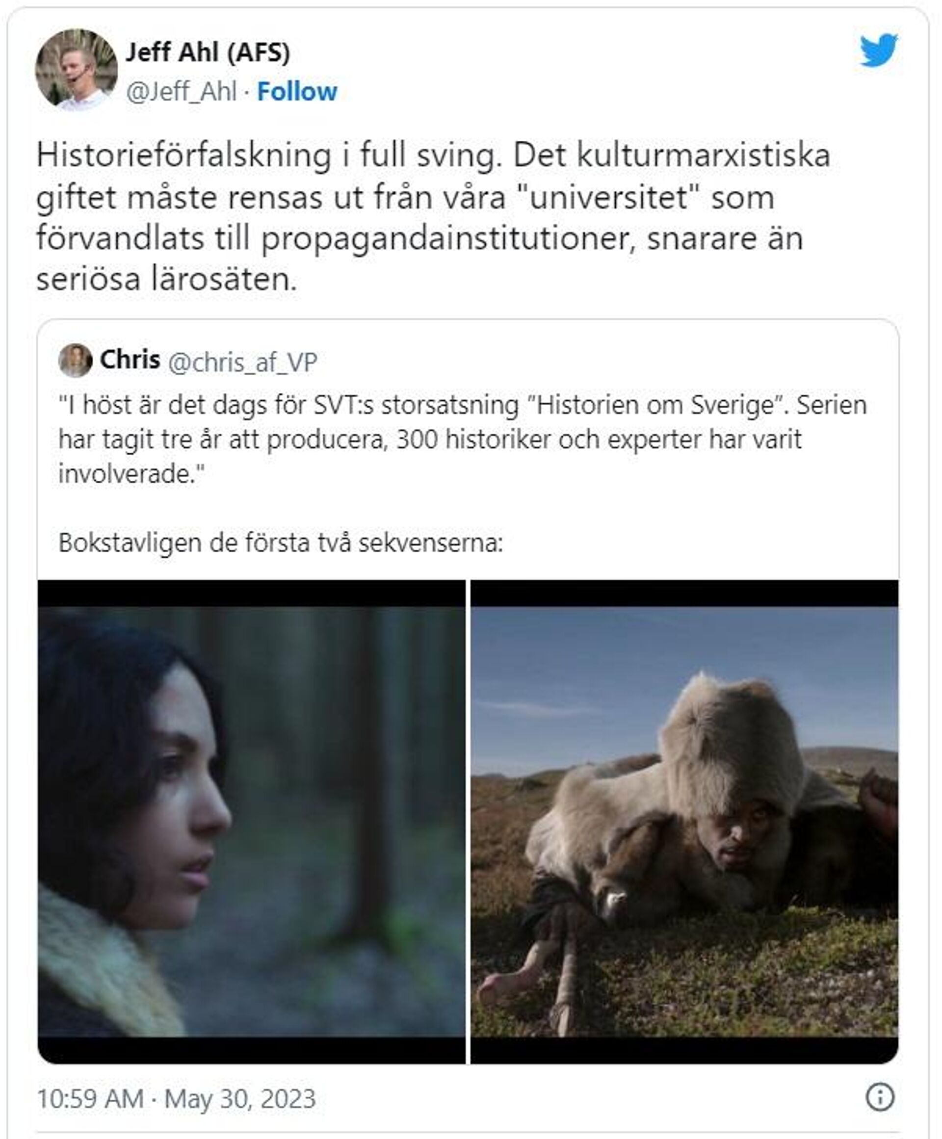 Screenshot of a tweet discussing SVT's new series - Sputnik International, 1920, 31.05.2023