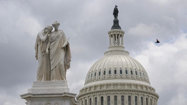 The Peace Monument with a figure of Grief weeping on the shoulder of History is seen in front of the US Capitol in Washington, DC, on May 19, 2023 - Sputnik International