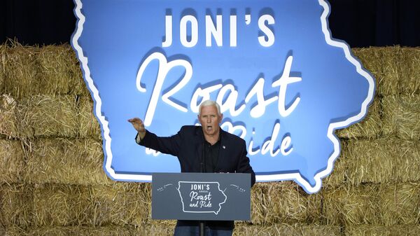 Former Vice President Mike Pence speaks during U.S. Sen. Joni Ernst's Roast and Ride, Saturday, June 3, 2023, in Des Moines, Iowa.  - Sputnik International
