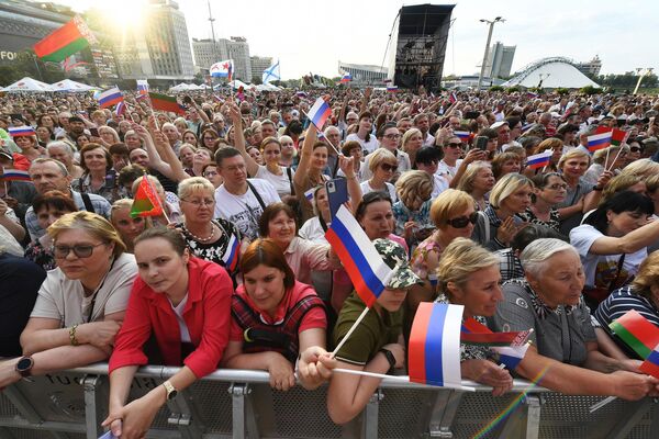 Despite being a national holiday in Russia, some Russia Day celebrations also take place beyond the country&#x27;s borders.Above: Spectators at a Russia Day concert in Minsk, the capital of Belarus. - Sputnik International