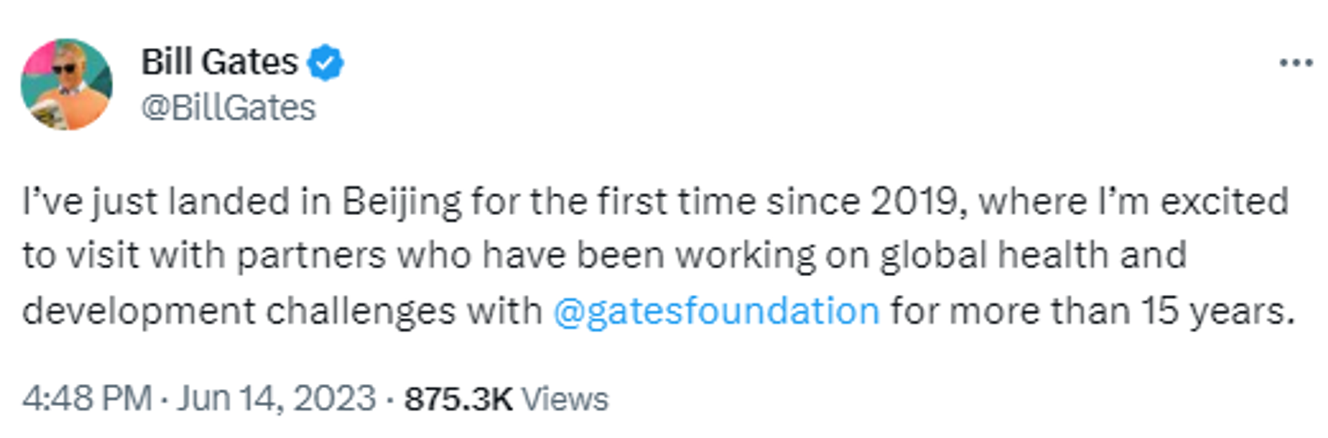 Screenshot of Twitter post by Bill Gates, Cochair of the Bill & Melinda Gates Foundation. - Sputnik International, 1920, 16.06.2023