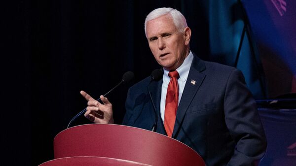 Former US Vice President Mike Pence speaks about Saving America from the Woke Left, at the University of North Carolina Chapel Hill in Chapel Hill, North Carolina, on April 26, 2023 - Sputnik International