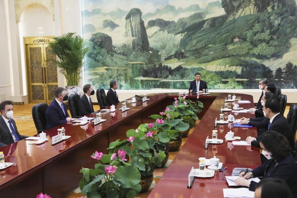 Beijing insists that Washington must adhere to the One China principle, and that the Chinese government will not compromise on the Taiwan issue.Above: US Secretary of State Antony Blinken meets with Chinese President Xi Jinping in the Great Hall of the People in Beijing, China, Monday, June 19, 2023. - Sputnik International