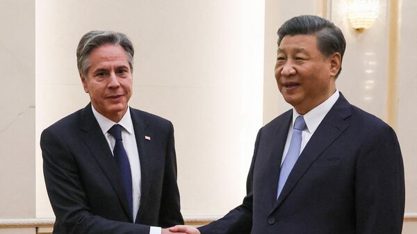 Госсекретарь США Энтони Блинкен на встрече с председателем КНР Си Цзиньпином в Пекине - Sputnik International