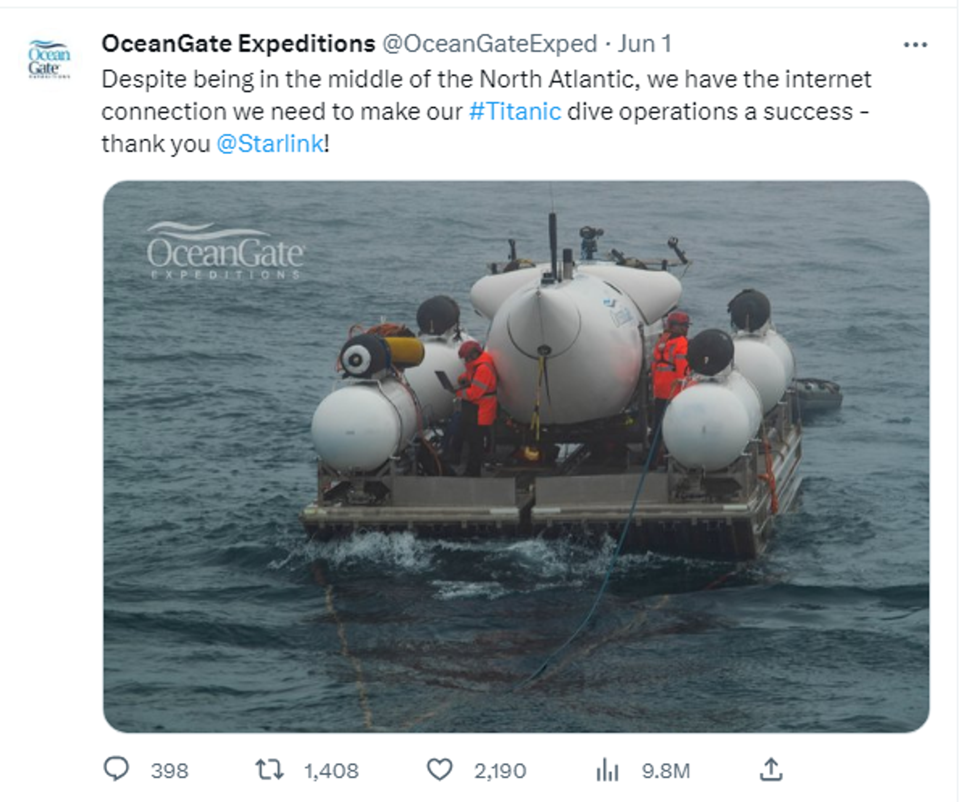 Screenshot of Twitter account of OceanGate Expeditions. - Sputnik International, 1920, 21.06.2023