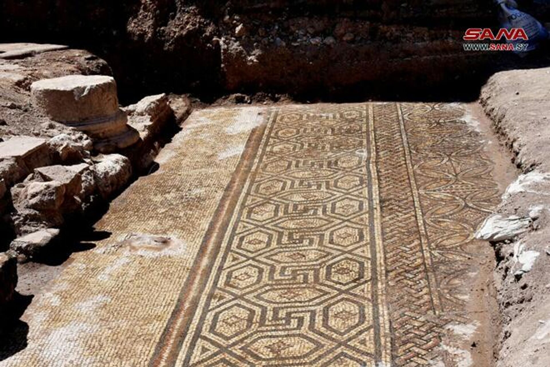 An ancient Roman mosaic unearthed at Al-Rastan, Homs Governorate, Syria - Sputnik International, 1920, 23.06.2023