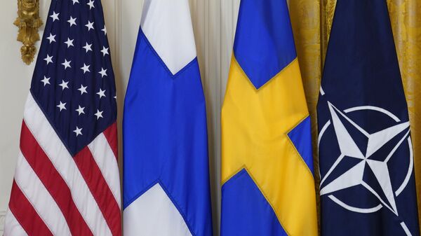 US, Finnish, Swedish and NATO flags - Sputnik International