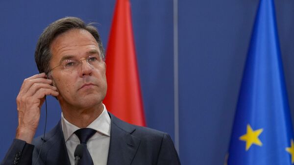 Netherland's Prime Minister Mark Rutte listens to a question during a press conference after talks with Serbia's President Aleksandar Vucic and Luxembourg Prime Minister Xavier Bettel at the Serbia Palace, in Belgrade, Serbia, Monday, July 3, 2023. Rutte and Bettel are on a one day visit to Serbia. - Sputnik International