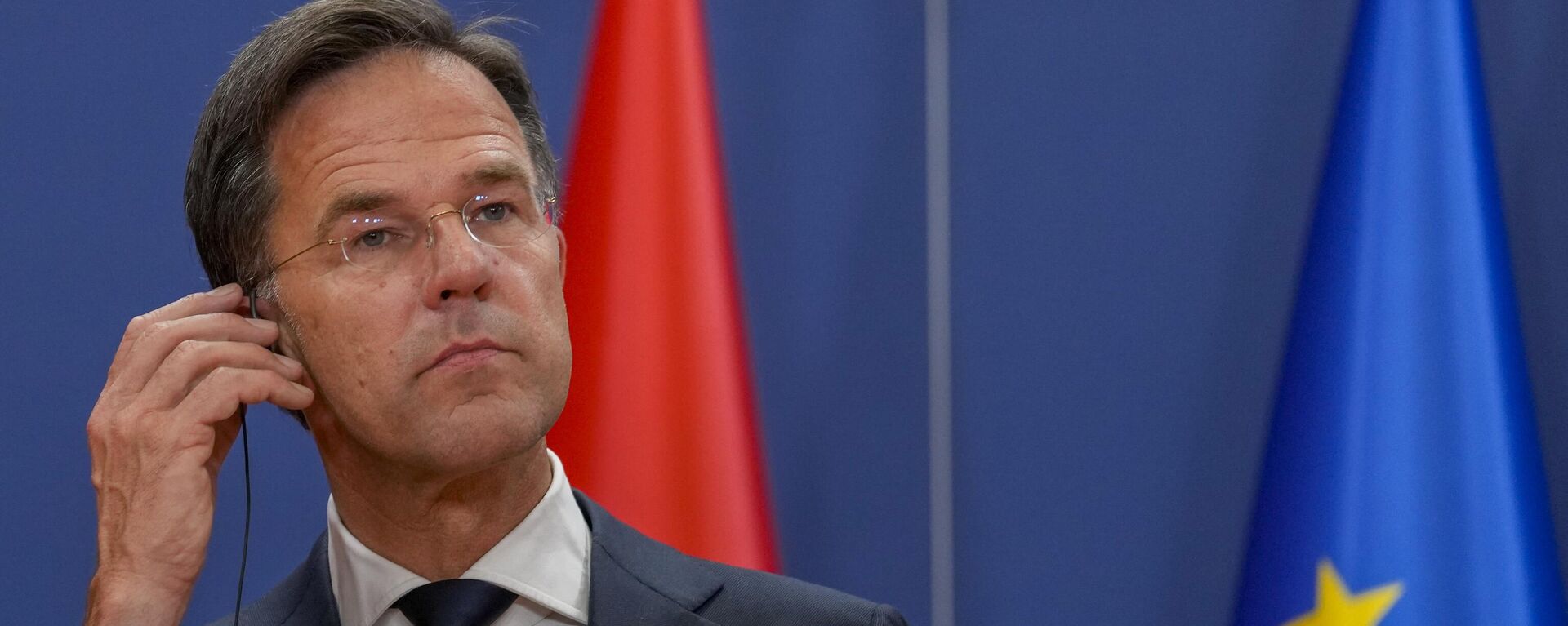Netherland's Prime Minister Mark Rutte listens to a question during a press conference after talks with Serbia's President Aleksandar Vucic and Luxembourg Prime Minister Xavier Bettel at the Serbia Palace, in Belgrade, Serbia, Monday, July 3, 2023. Rutte and Bettel are on a one day visit to Serbia. - Sputnik International, 1920, 07.07.2023
