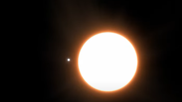 An artist impression of exoplanet LTT9779b orbiting its host star. - Sputnik International