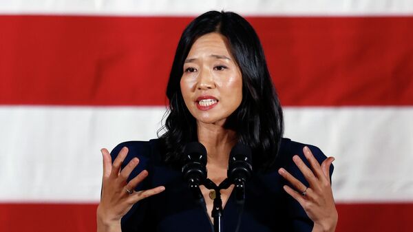 Boston Mayor Michelle Wu speaks during a Democratic election night party, Tuesday, Nov. 8, 2022, in Boston. - Sputnik International