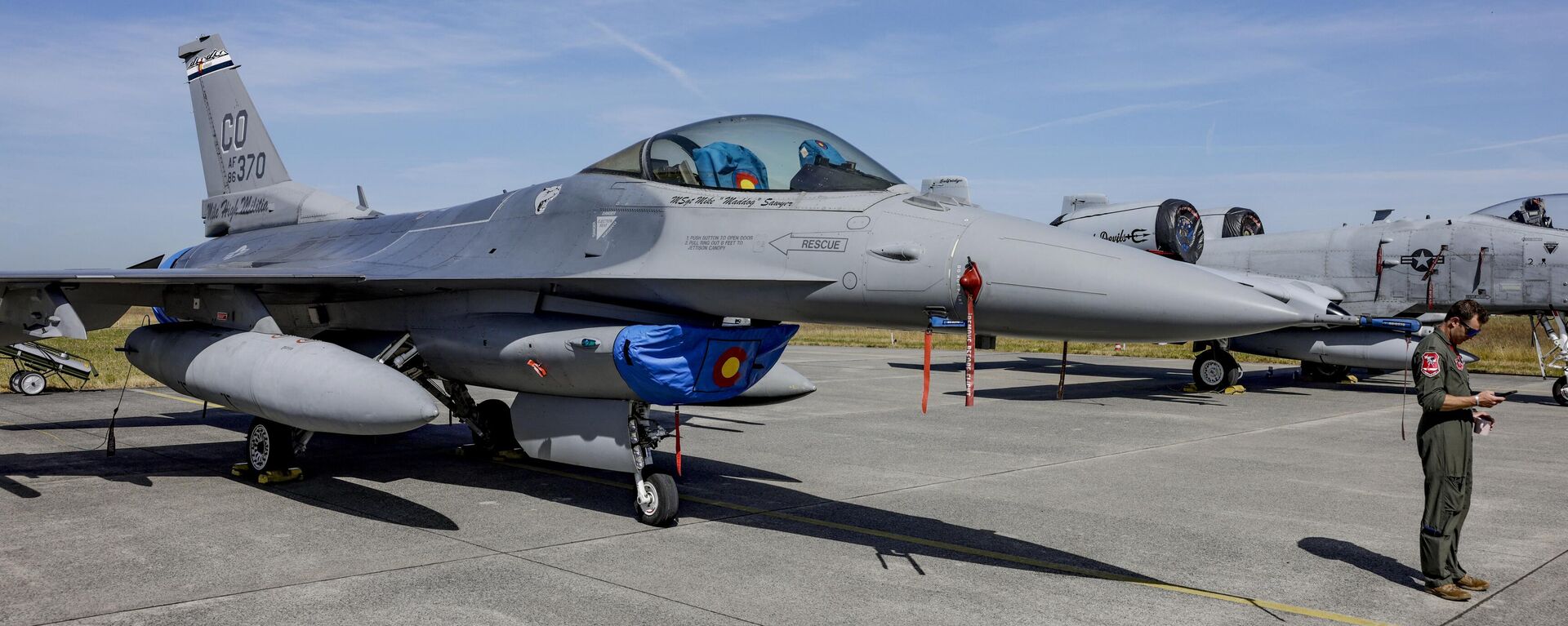 An F-16 combat jet of the US Airforce is seen prior to practice flights during the Air Defender Exercise 2023 at the military airport of Jagel, northern Germany, on June 9, 2023 - Sputnik International, 1920, 22.07.2023