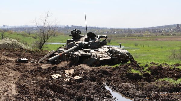 Ukraine's destroyed tank in Artemovsk.File photo - Sputnik International