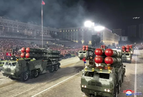 North Korea&#x27;s anti-aircraft systems are seen moving during a parade. - Sputnik International