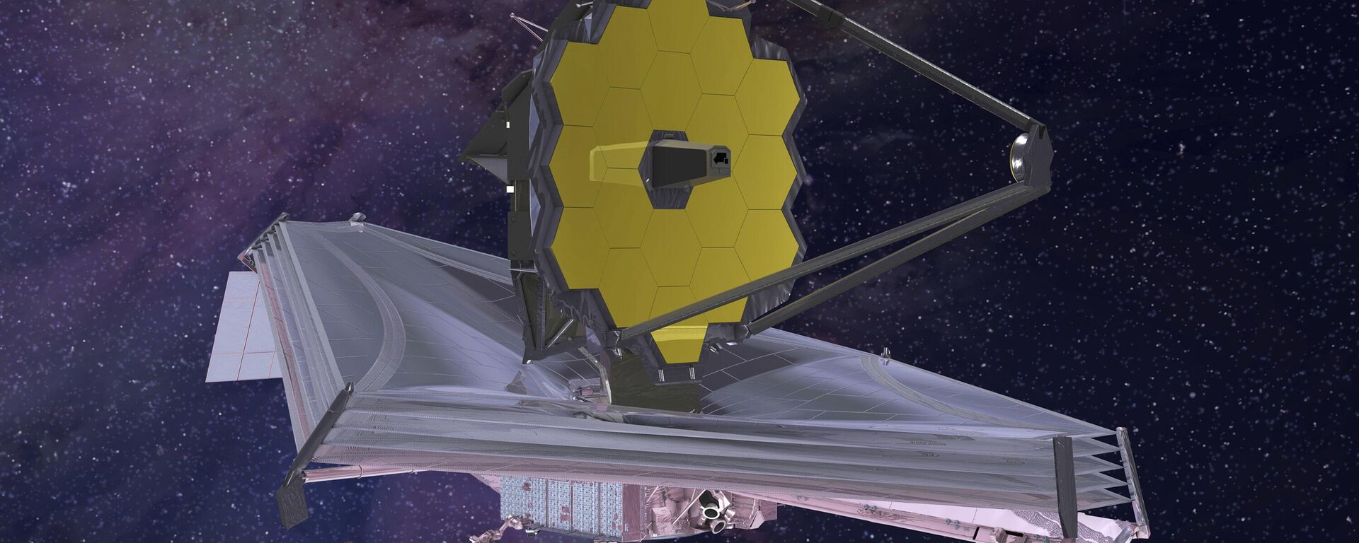 This 2015 artist's rendering provided by Northrop Grumman via NASA shows the James Webb Space Telescope. The telescope is designed to peer back so far that scientists will get a glimpse of the dawn of the universe about 13.7 billion years ago and zoom in on closer cosmic objects, even our own solar system, with sharper focus.  - Sputnik International, 1920, 03.08.2023