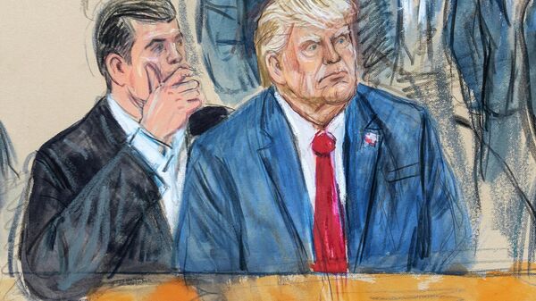 This artist sketch depicts former President Donald Trump, right, conferring with defense lawyer Todd Blanche, left, during his appearance at the Federal Courthouse in Washington, Thursday, Aug. 3, 2023. Trump pleaded not guilty in Washington’s federal court to charges that he conspired to overturn the 2020 election. - Sputnik International