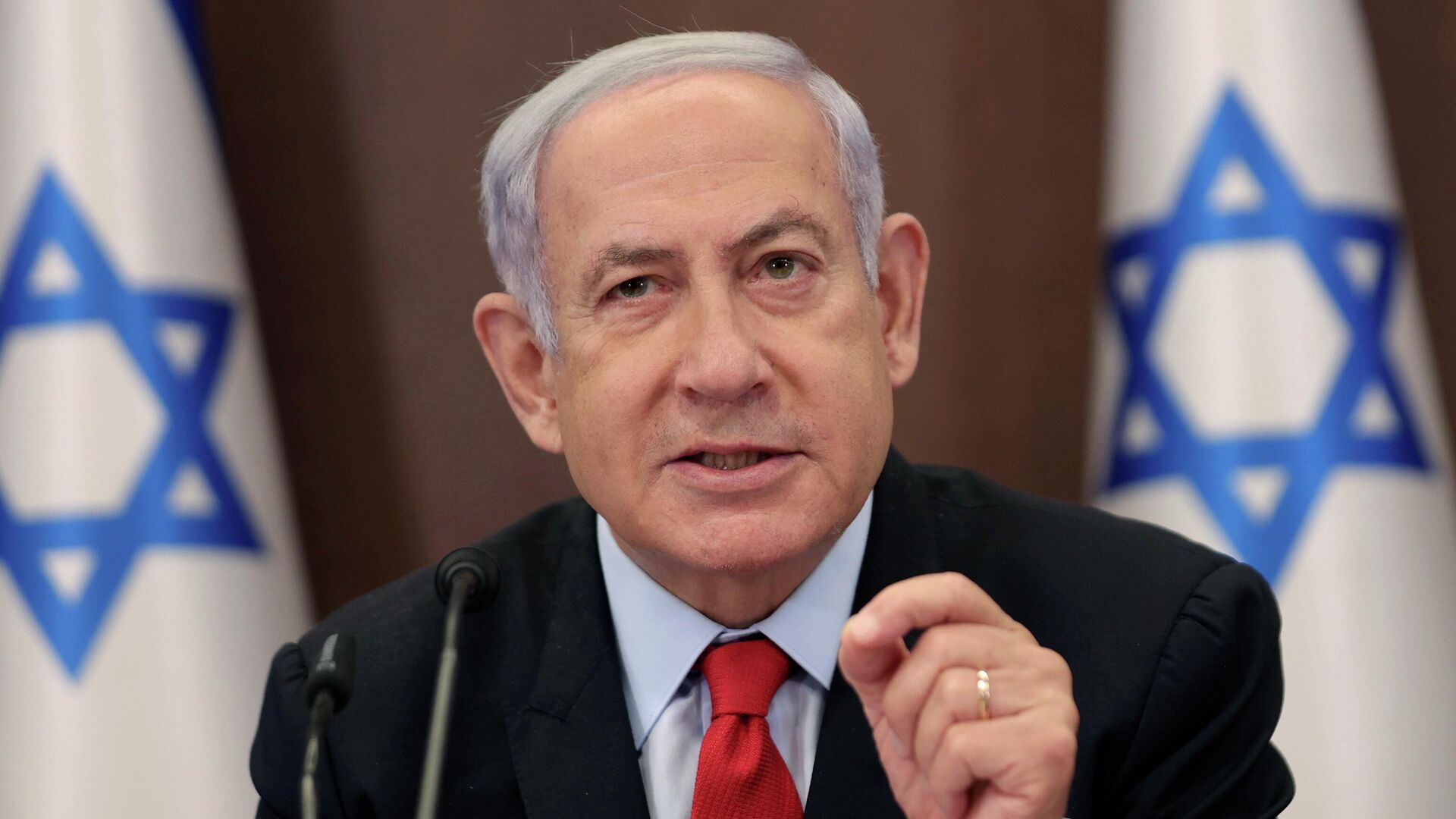 Israeli Prime Minister Benjamin Netanyahu attends the weekly cabinet meeting at the prime minister's office in Jerusalem, Israel, Sunday, July 30, 2023.  - Sputnik International, 1920, 24.10.2023