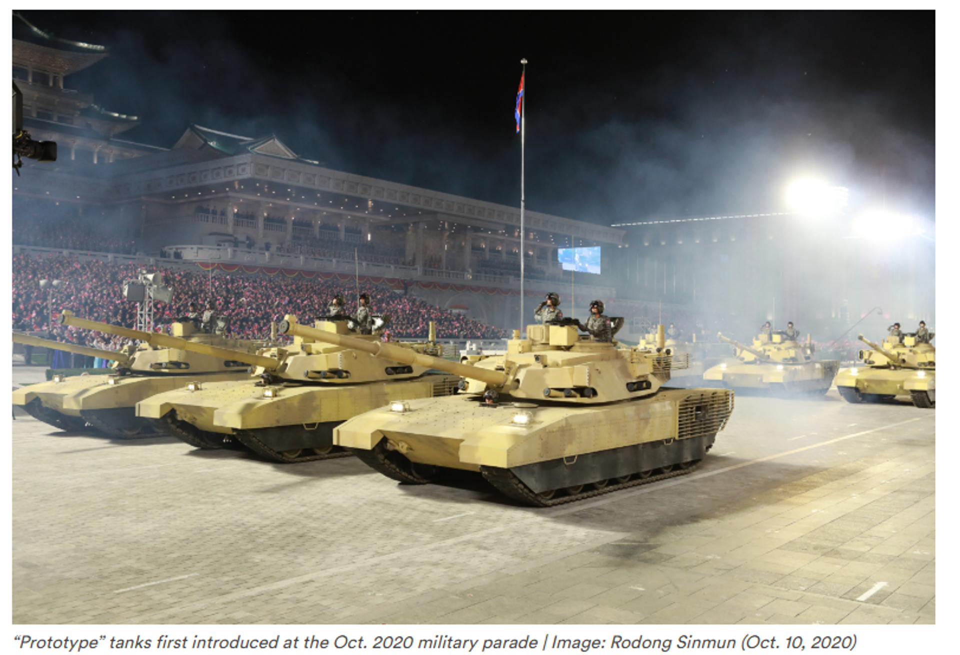 Screengrab of “Prototype” tanks first introduced at the military parade in North Korea on October 10, 2020. - Sputnik International, 1920, 08.08.2023