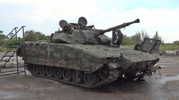 A damaged Swedish-made infantry fighting vehicle SV-90, abandoned by retreating Ukrainian troops. File photo - Sputnik International