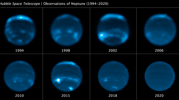 This sequence of Hubble Space Telescope images chronicles the waxing and waning of the amount of cloud cover on Neptune. - Sputnik International