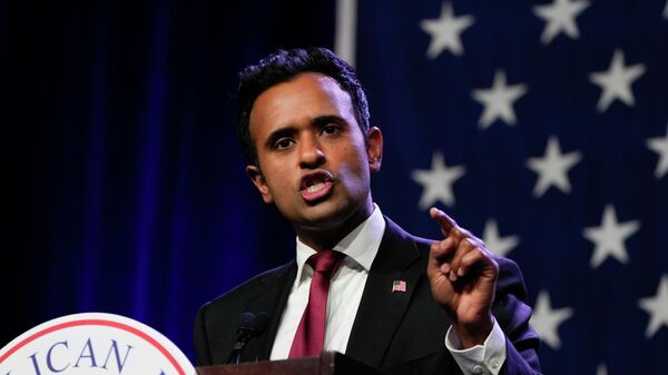 Republican presidential candidate businessman Vivek Ramaswamy speaks at the Republican Party of Iowa's 2023 Lincoln Dinner in Des Moines, Iowa, Friday, July 28, 2023.  - Sputnik International