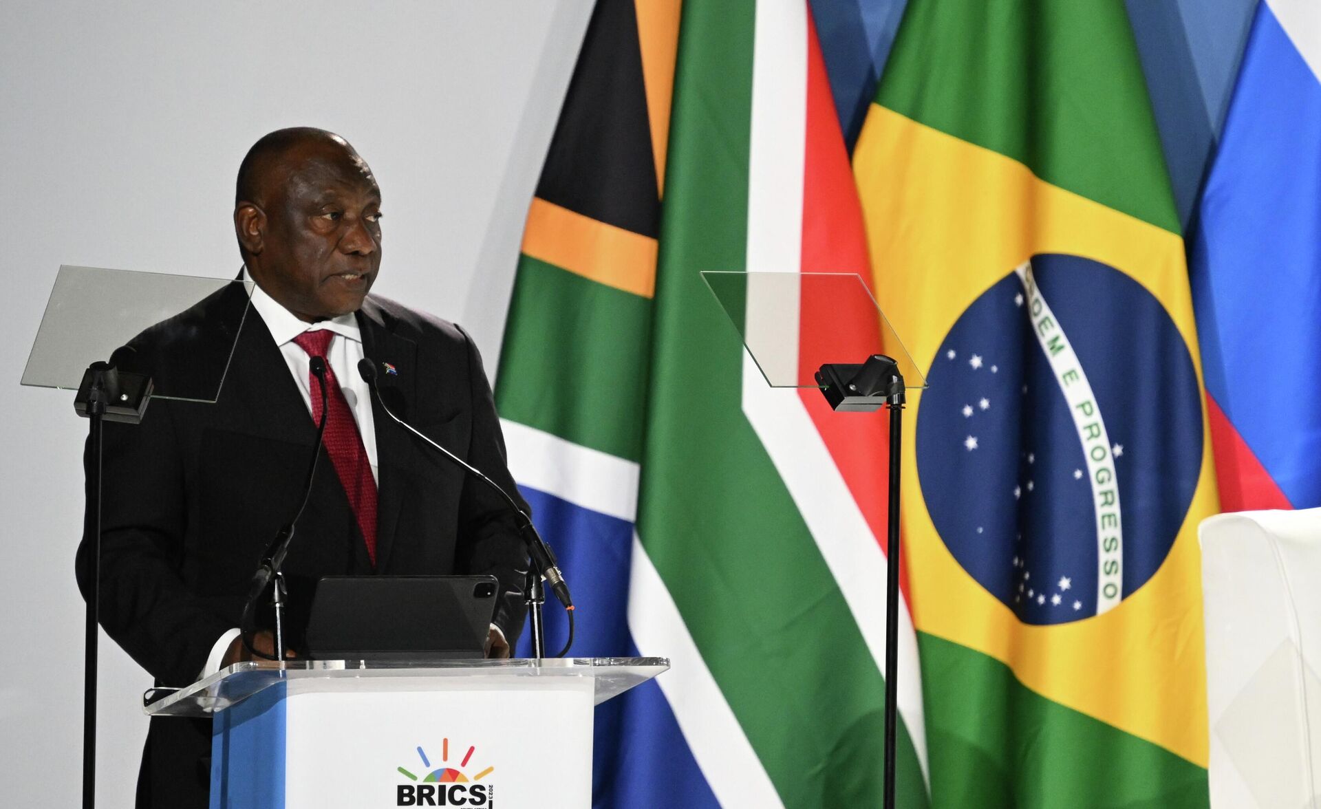 South African President Cyril Ramaphosa Delivers a Speech at the 15th BRICS Summit in Johannesburg, South Africa - Sputnik International, 1920, 22.08.2023