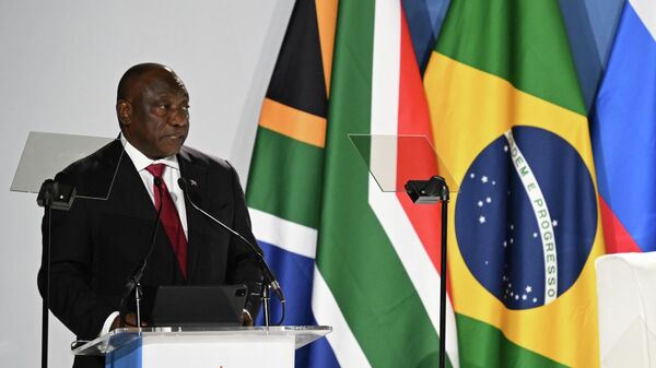 South African President Cyril Ramaphosa Delivers a Speech at the 15th BRICS Summit in Johannesburg, South Africa - Sputnik International