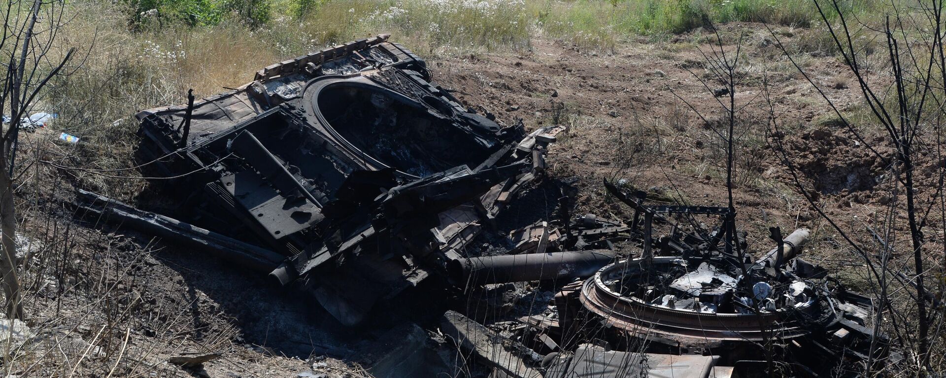 A Ukrainian Burnt Tank Near Donetsk - Sputnik International, 1920, 28.02.2024