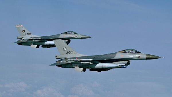 Netherlands' Air Force F-16 jetfighters take part in the NATO exercise on July 4, 2023.  - Sputnik International