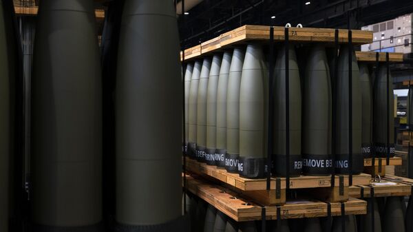 M795 155mm artillery rounds at the Army Ammunition Plant in Pennsylvania, US - Sputnik International