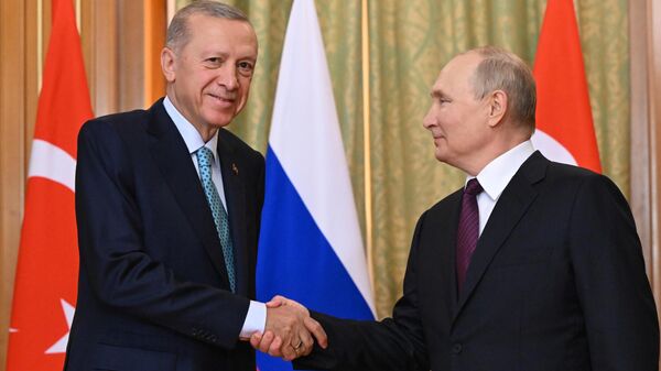 Turkish President Recep Tayyip Erdogan arrived to Russia to meet with his Russian President Vladimir Putin. - Sputnik International