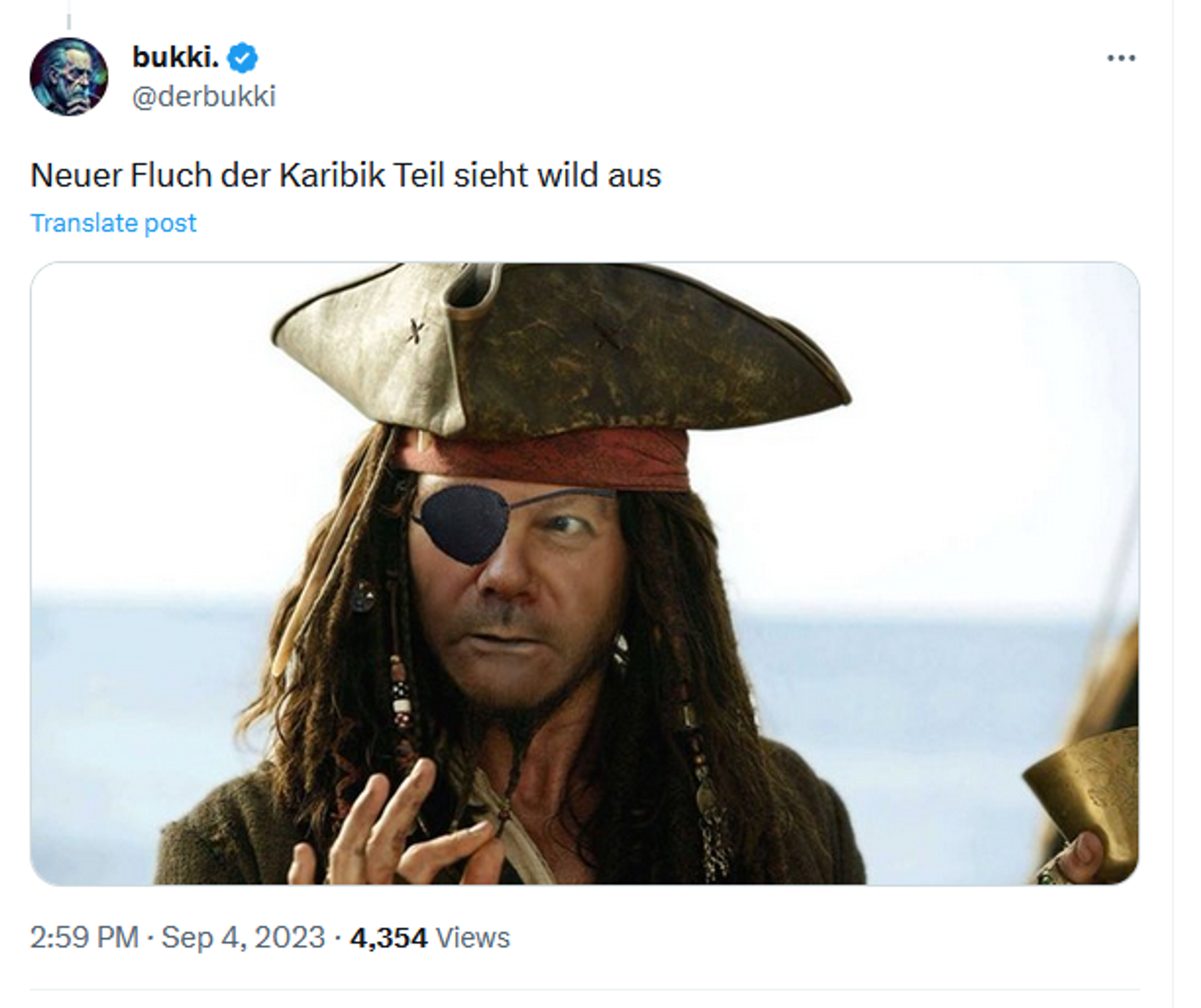 The new Pirates of the Caribbean looks wild. Meme featuring eyepatch-clad German Chancellor Olaf Scholz. - Sputnik International, 1920, 04.09.2023