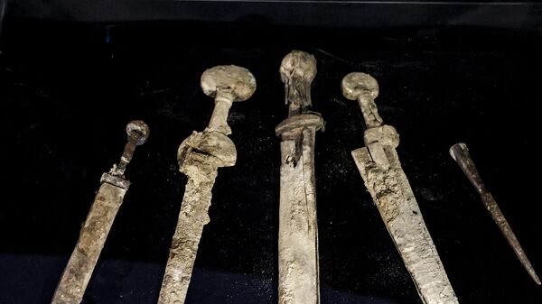 Israeli archaeologists found four Roman-era swords and a javelin head in a Judean Desert cave - Sputnik International