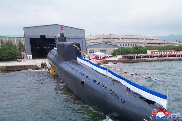 Military experts believe that the new submarine is capable of transporting and launching up to ten Pukguksong-3 missiles - a solid-fuelled missile with a range of 1,900km.  - Sputnik International