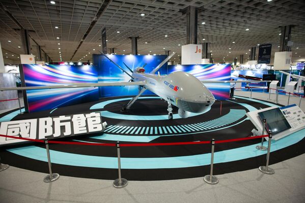 A Taiwanese-made Teng-Yun unmanned aerial vehicle (UAV) is displayed at the TADTE, Taipei, Taiwan, September 14, 2023. - Sputnik International