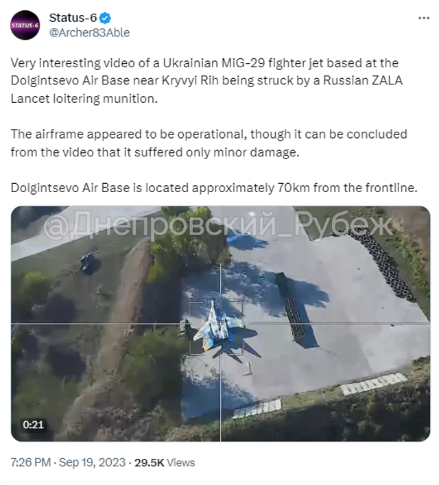 Russia’s Lancet Kamikaze Drones Can 'Blow Up Ukraine's Planes At Bases'